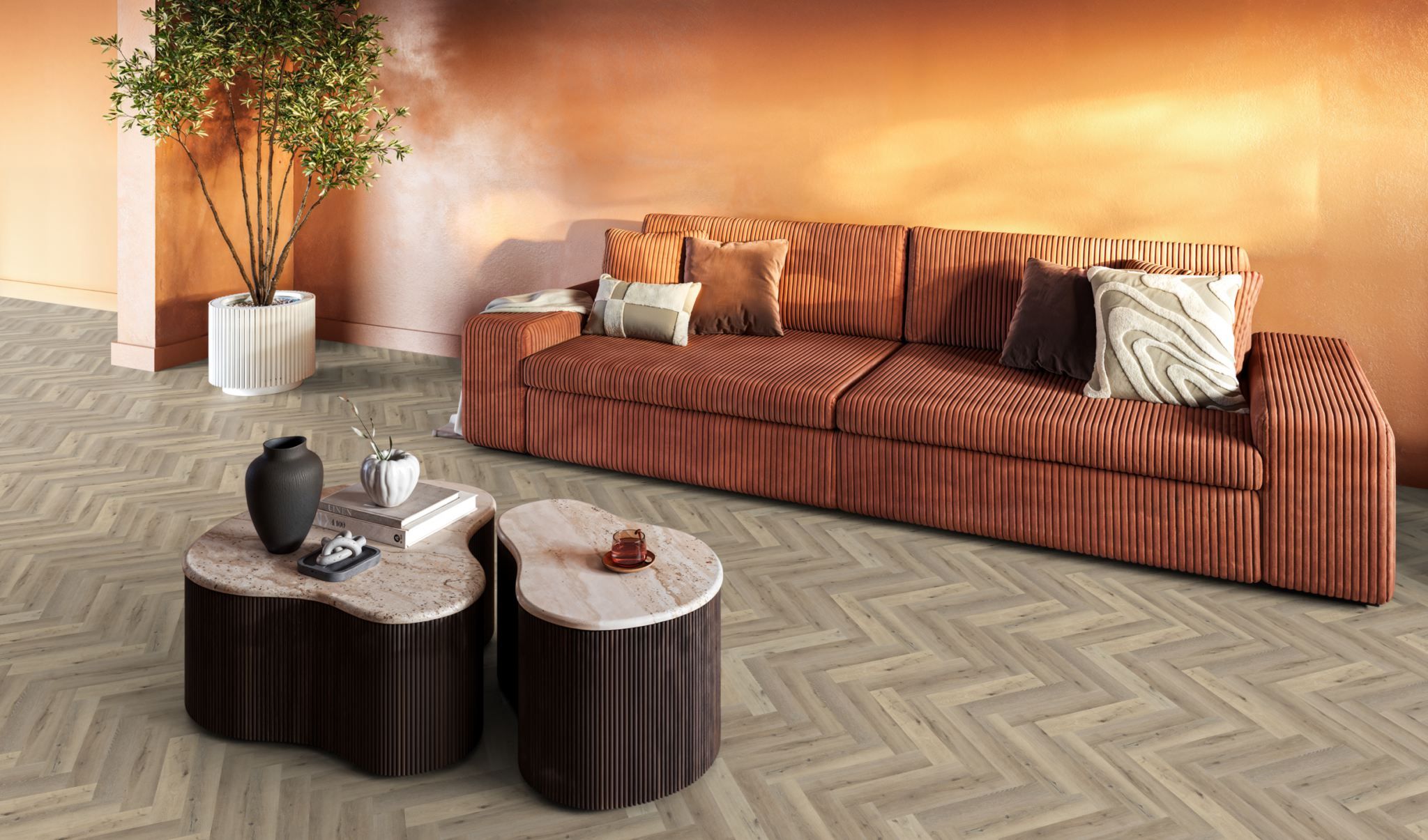 YUP Herringbone dryback light oak