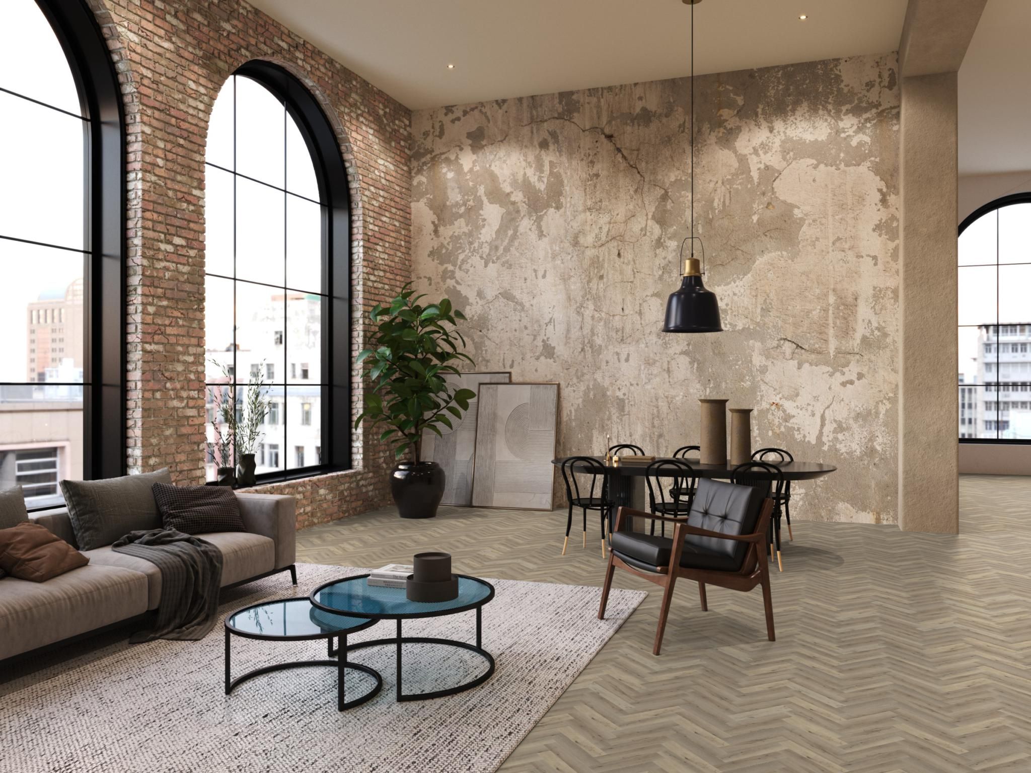 YUP Herringbone dryback light oak