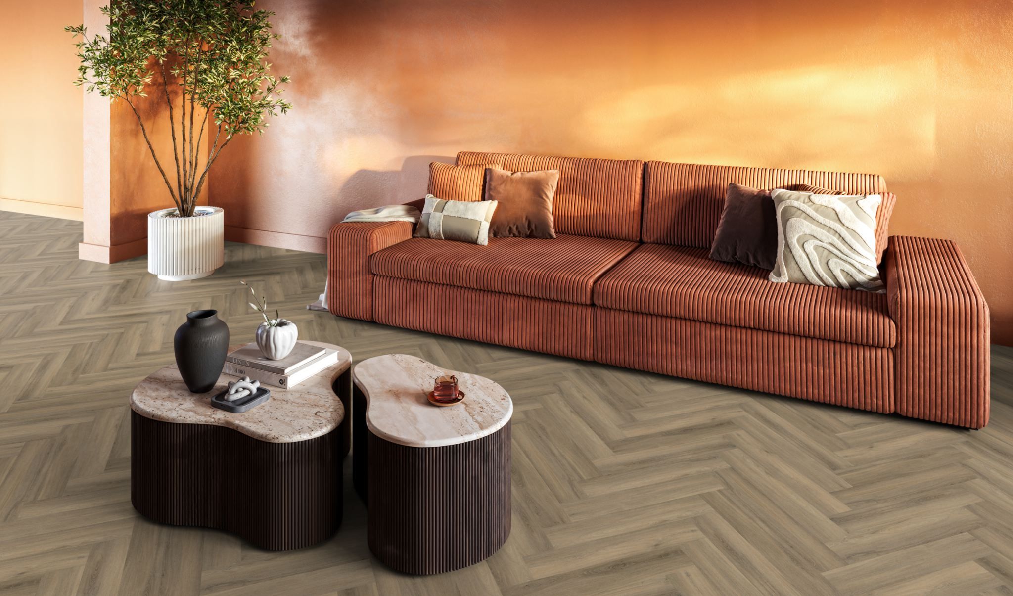 YUP Herringbone dryback light brown
