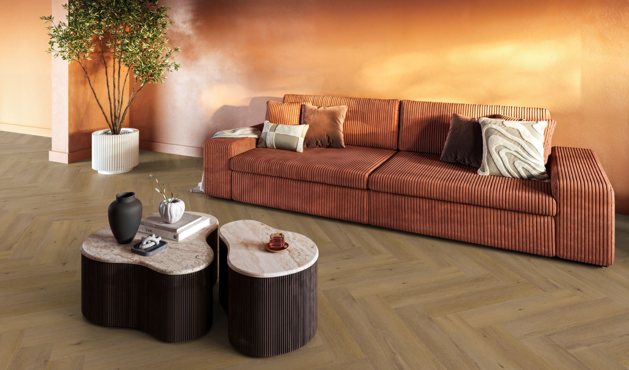 YUP Leyton herringbone dryback dark oak