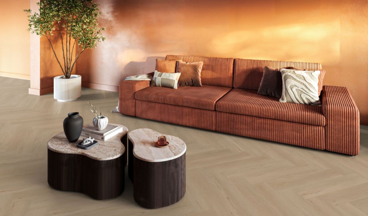 YUP Leyton herringbone dryback beige