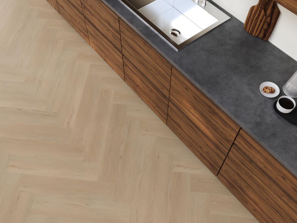 YUP Leyton herringbone dryback beige