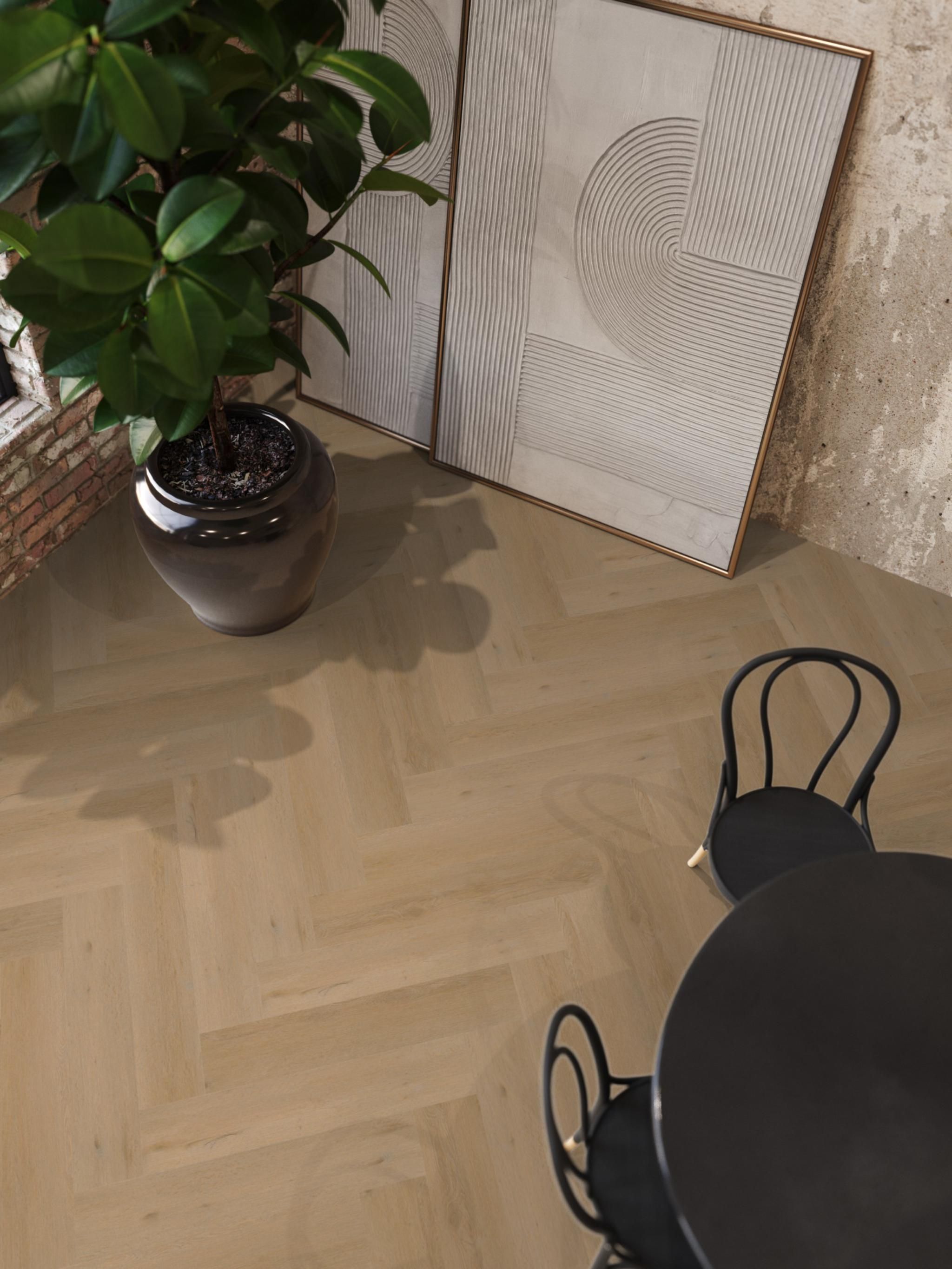 YUP Leyton herringbone dryback warm oak