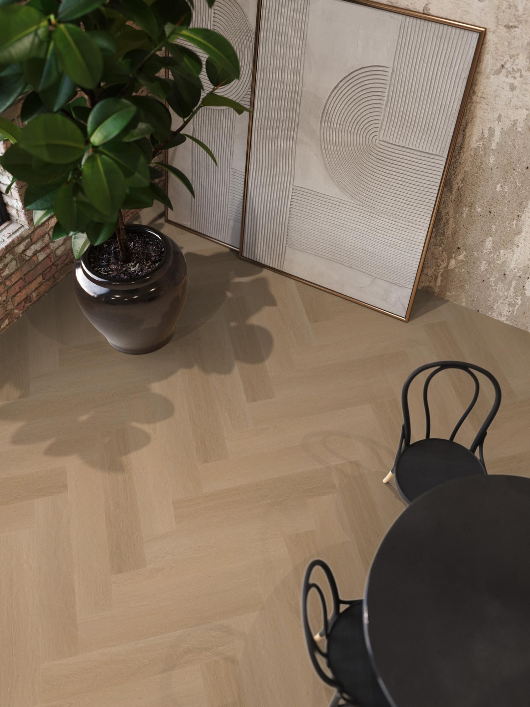 YUP Fulham herringbone dryback dark oak