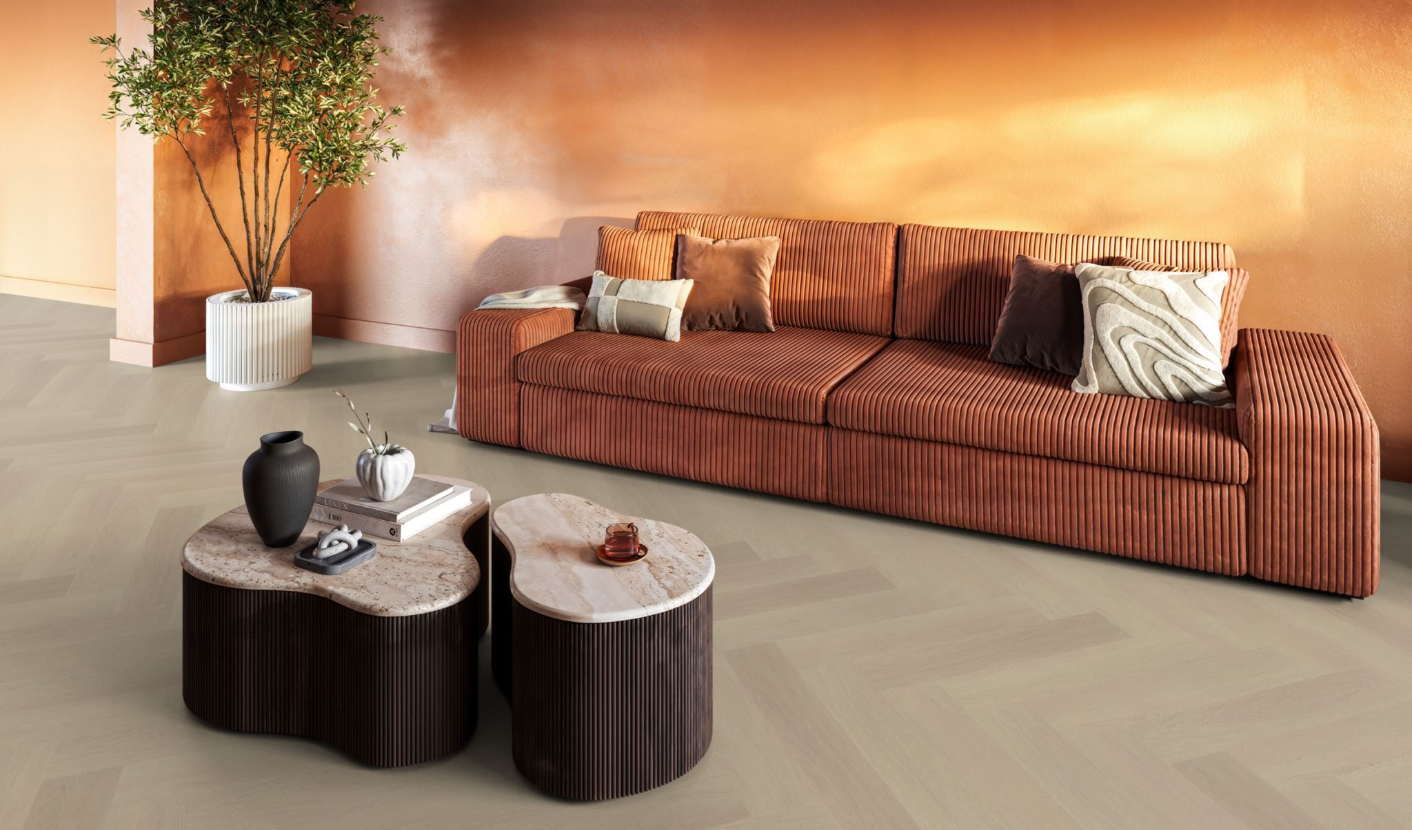 YUP Fulham herringbone dryback beige