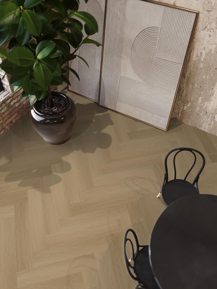 YUP Fulham herringbone dryback warm oak