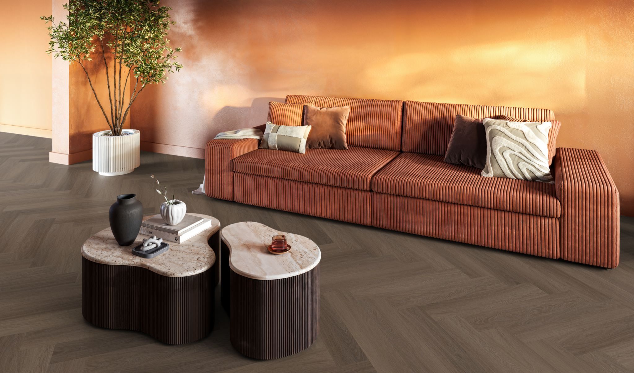 YUP Fulham herringbone dryback brown