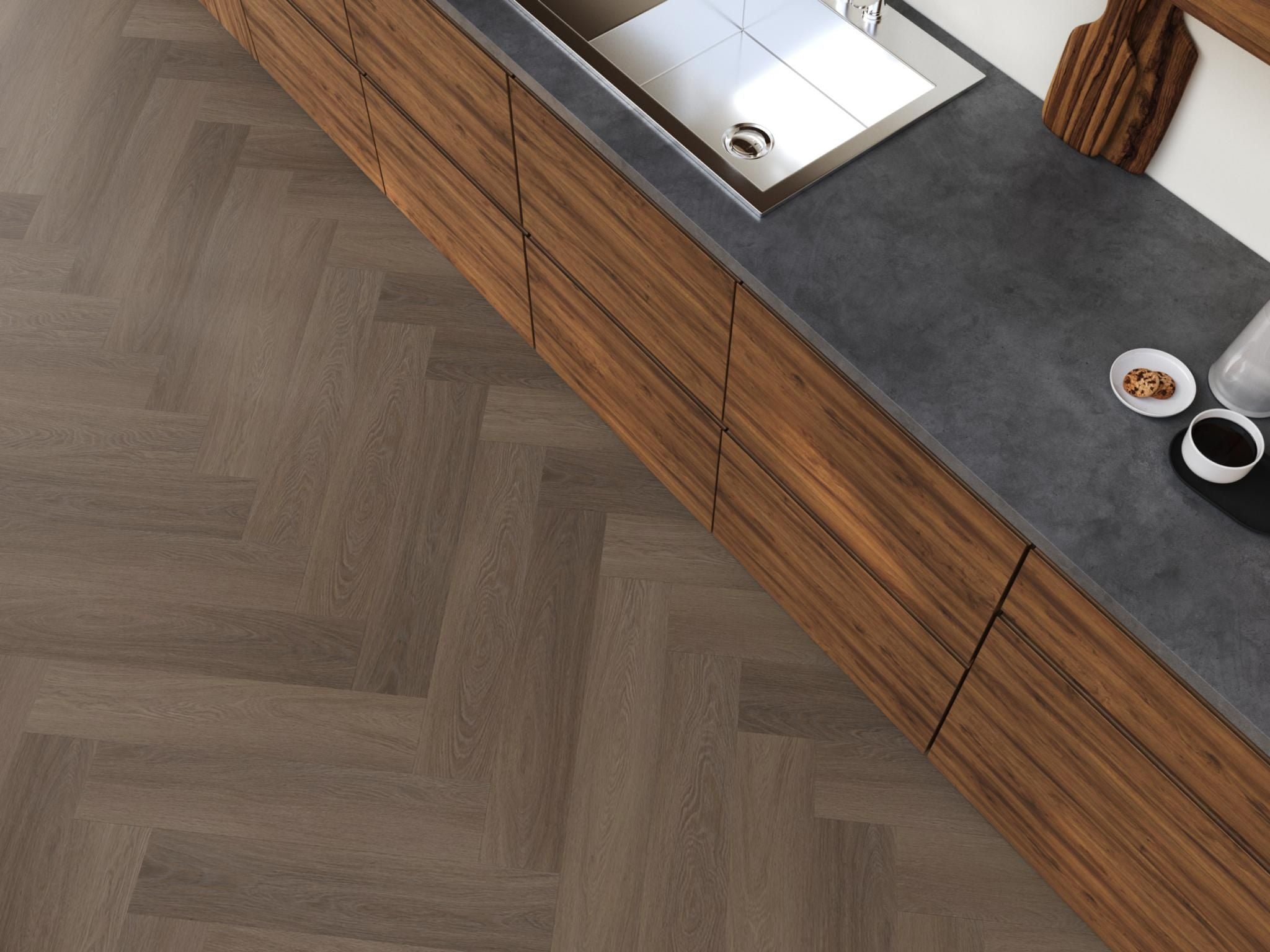 YUP Fulham herringbone dryback brown