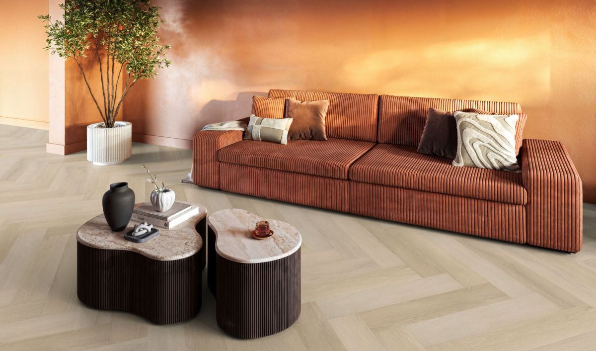 YUP Mayfair herringbone dryback natural