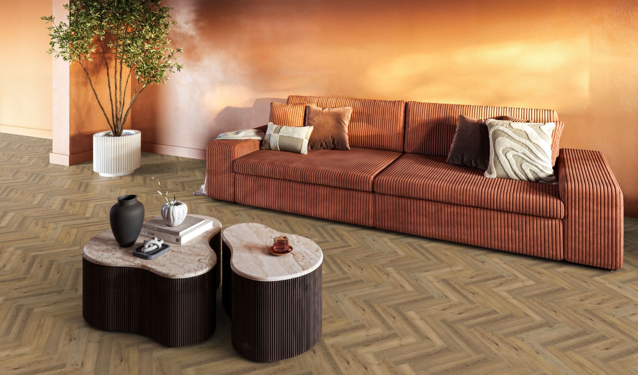 YUP Herringbone dryback dark oak