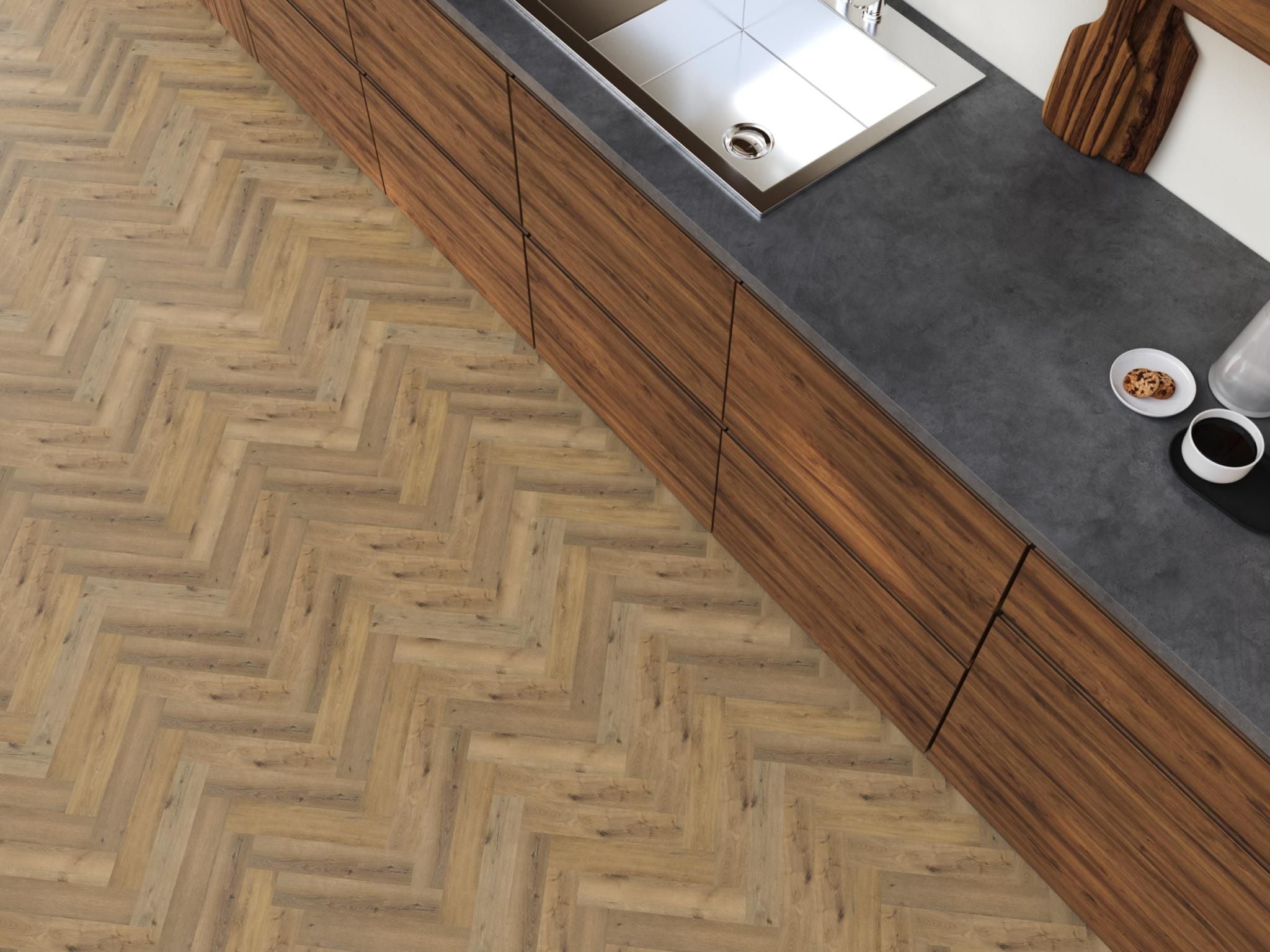 YUP Herringbone dryback dark oak
