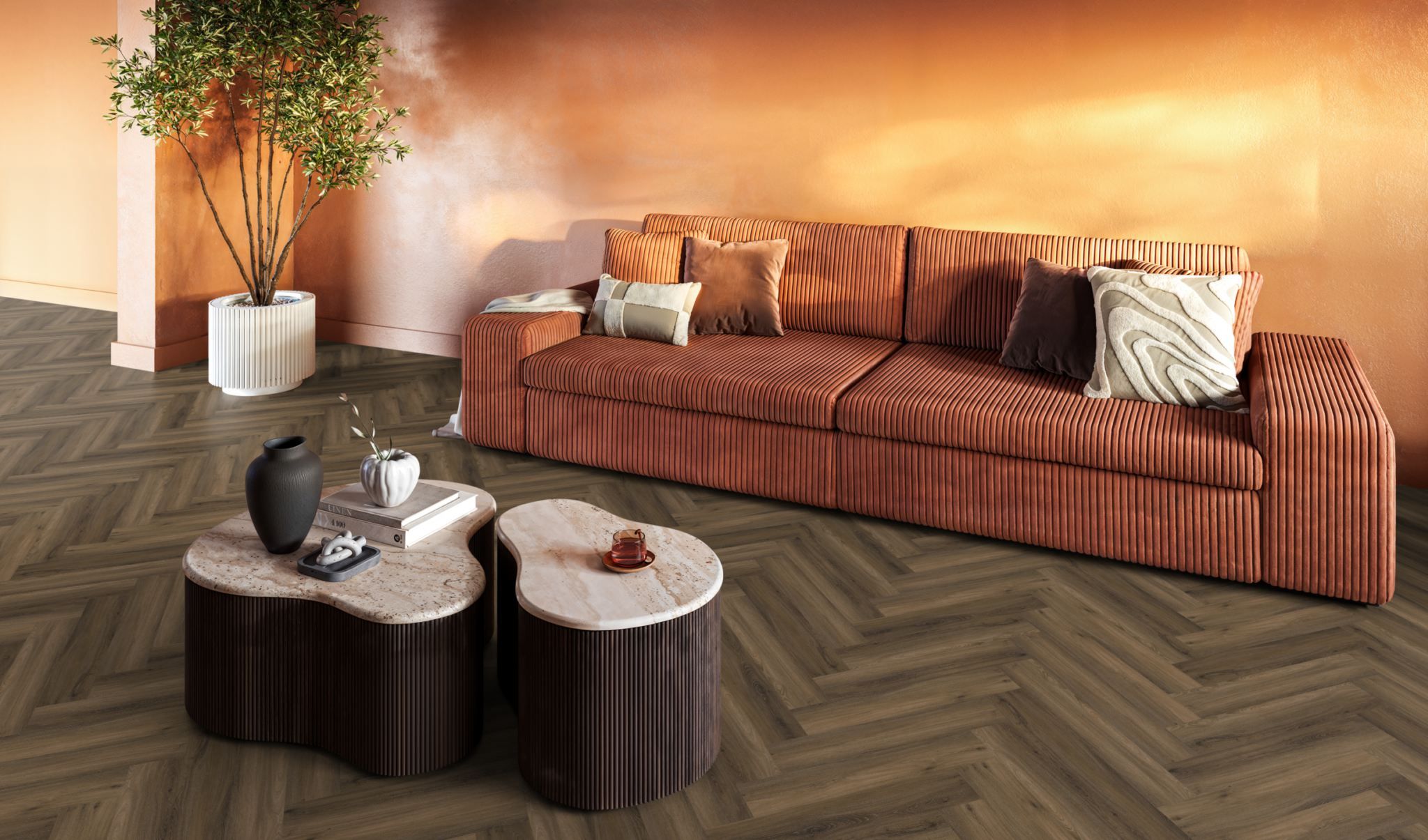 YUP herringbone click SRC warm brown