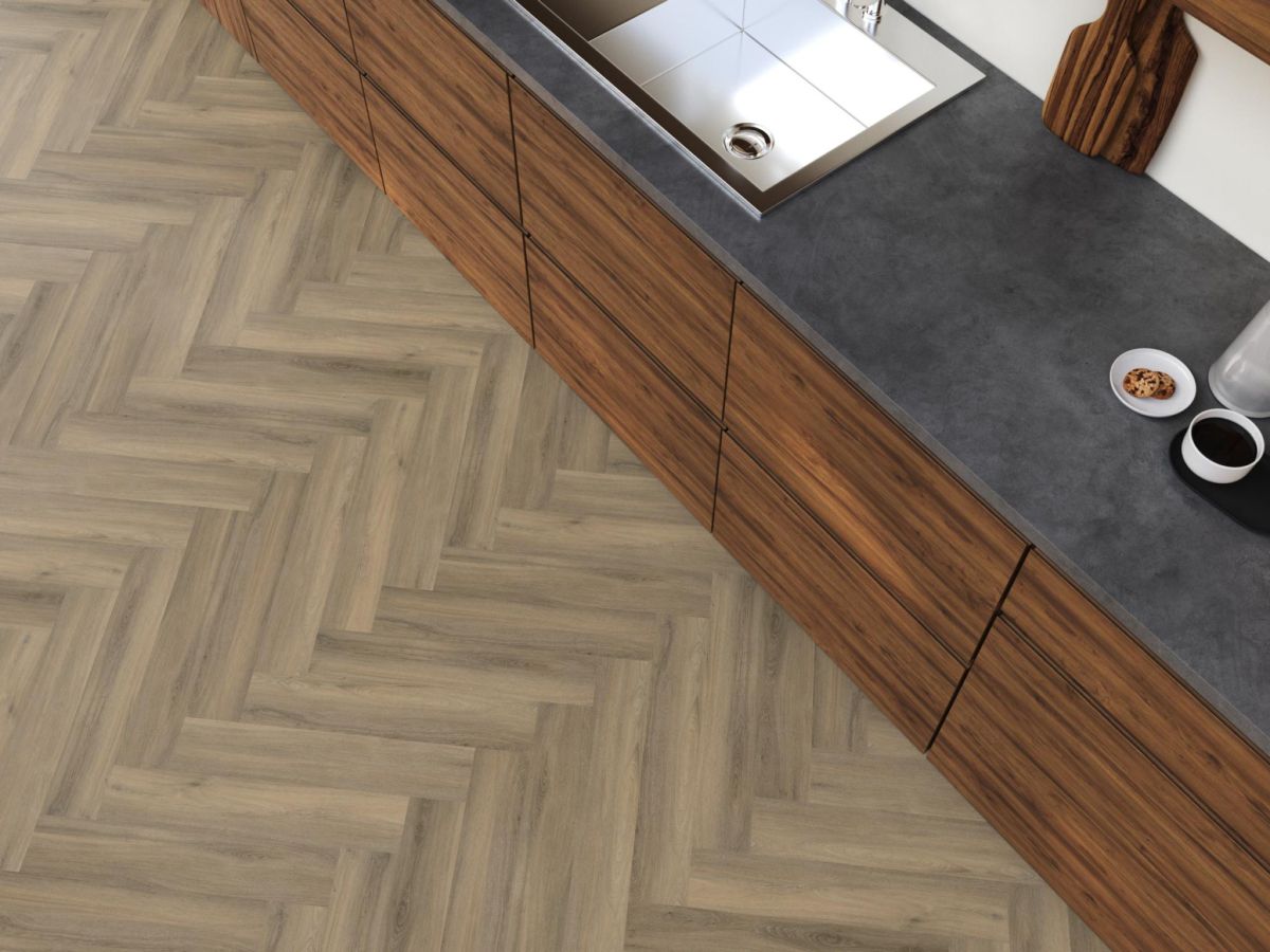 YUP Herringbone dryback light brown
